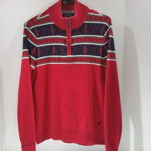 Womens Nautica Sweater Red Multi Size XS
